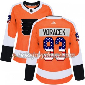 Dámské Hokejový Dres Philadelphia Flyers Jakub Voracek 93 2017-2018 USA Flag Fashion Oranžová Adidas Authentic